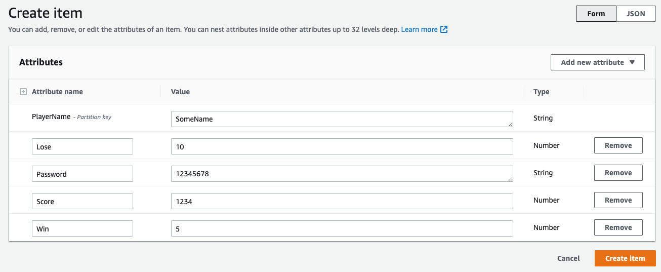 Creating DynamoDB :: Start Full Stack Game with GameLift